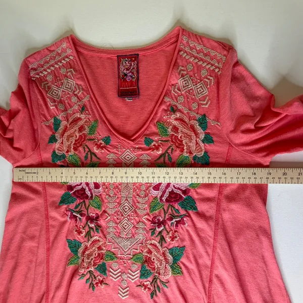 Johnny Was Dorana Floral Embroidered Tunic Top Medium Pink Cottage Boho Chic‎ - Image 12