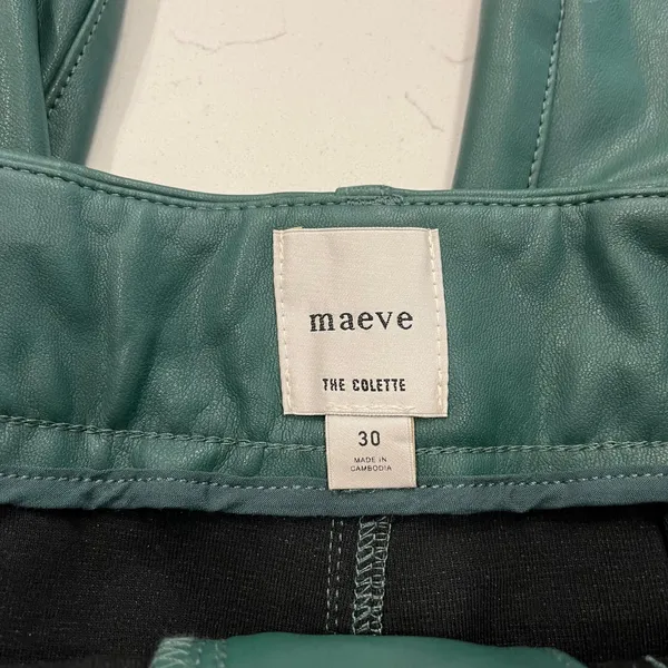 Maeve The Collette Faux Leather Green Wide Leg Cropped Pants Size 30 - Image 6