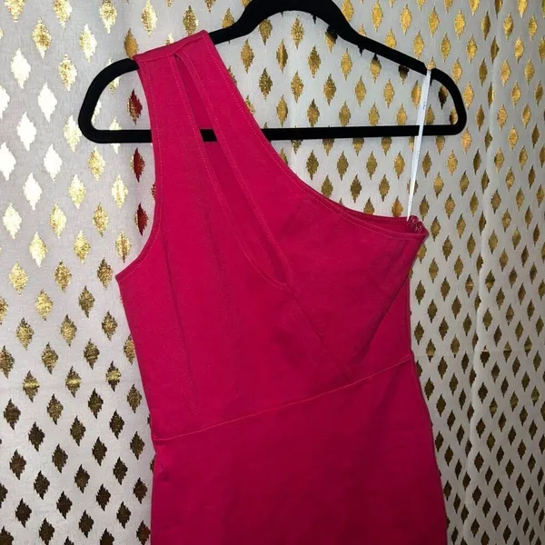 NWT Lulus Down to Party Hot Pink One-Shoulder Cutout Bodycon Mini Dress with sli - Image 6