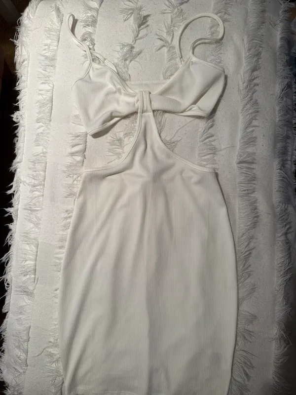 Amazon White Cut Out Mini Dress - Image 2