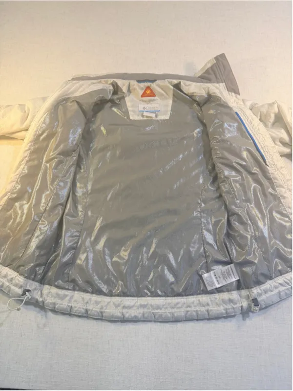 Columbia Women’s Small Omni-Heat Quilted Puffer Jacket White Plaid - Image 3