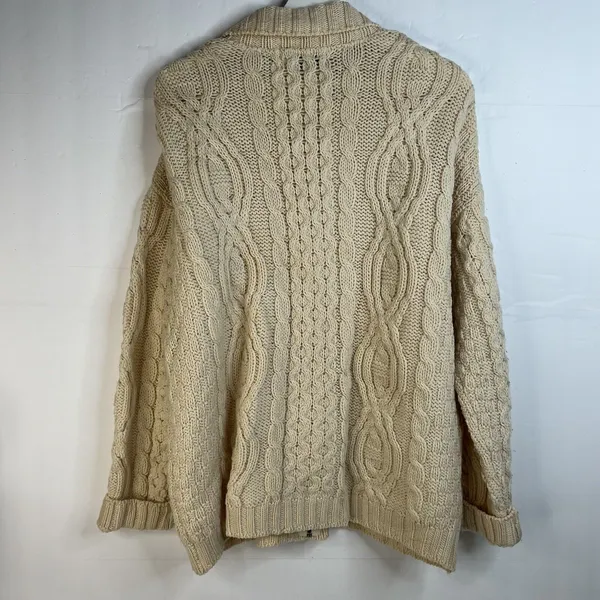 Aran Crafts Size M Full Zip Cardigan Sweater Ireland Fisherman Cable Knit Cream‎ - Image 6