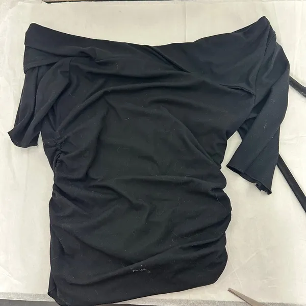 Free People Black One Shoulder‎ Ruched Ribbed Top OB2175904 Womens XS New - Image 3