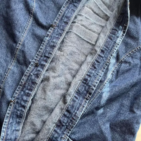 Vintage Y2K boho blue denim lightweight jacket with beaded & chain details large - Image 5