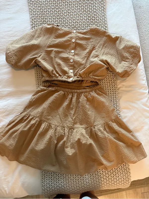 Madewell Seersucker Puff-Sleeve Cutout Mini Dress - Image 6
