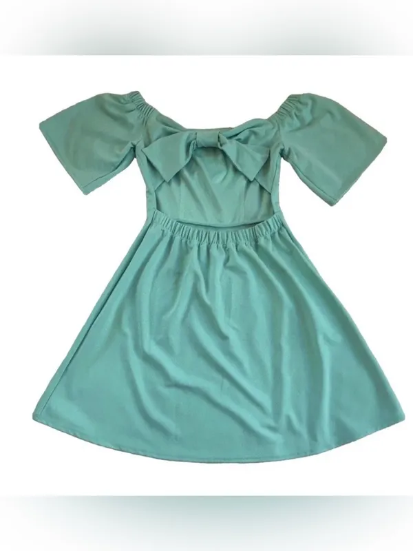ASOS Mint Aqua Open Back Bow Mini Dress Coquette regency Fit Flare Size NWT 6 - Image 3