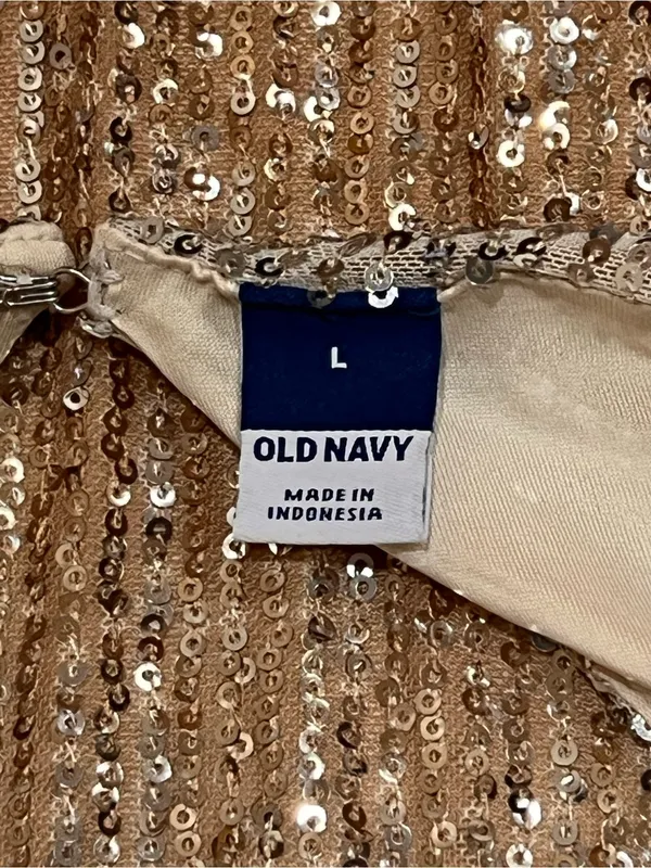Old Navy Silver to Bronze Warm Ombre Sequin Mini Dress Size Large - Image 10