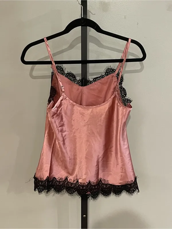 Black and Pink Lace Shorts and Tank Sleep Set Size Small - Image 4