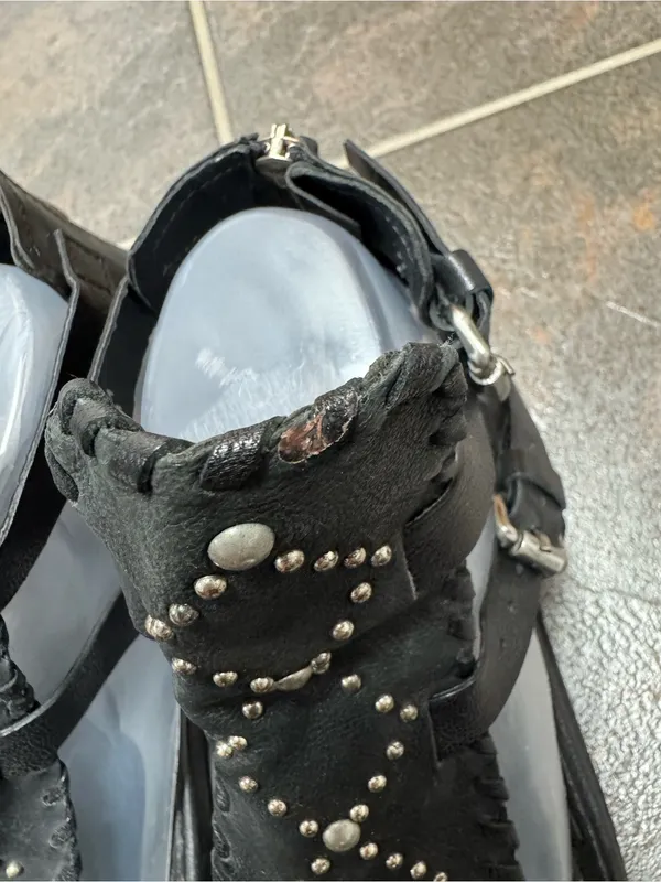 A.S.98 Leather Studded Gladiator Sandals Womens Statement Shoes Black EU 41 - Image 7