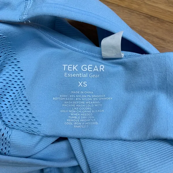 Tek Gear Essential‎ Racerback Sports Bra Womens XS Blue Seamless Activewear Top - Image 3