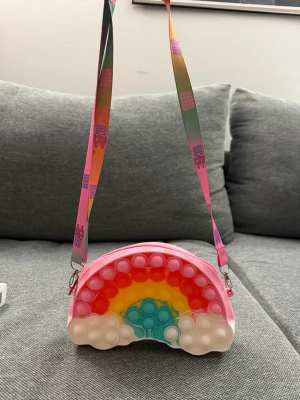 Rainbow Pop It Crossbody Bag Multicolor Zip Closure w/ Adjustable Strap Multiple - Image 3