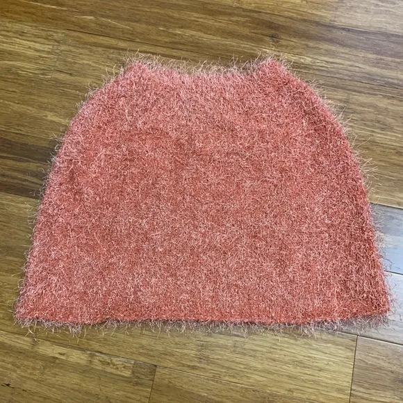 Finesse‎ Fuzzy Mini Skirt Womens Medium Textured Orange Party Clubwear Stretch - Image 2