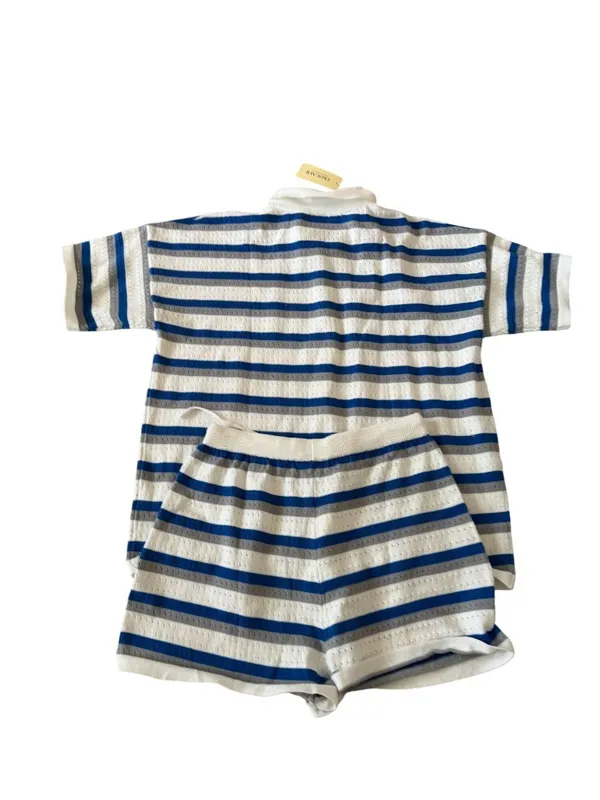 EKOUAER Blue White Striped Casual Two Piece Set Size Large NEW NWT - Image 3