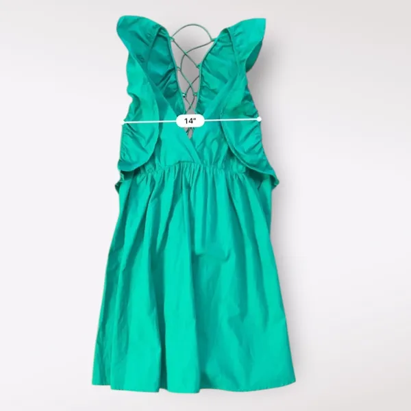 Umgee‎ Kelly Green Tiered Ruffled Corset Back Mini Dress Preppy Casual Size L - Image 4