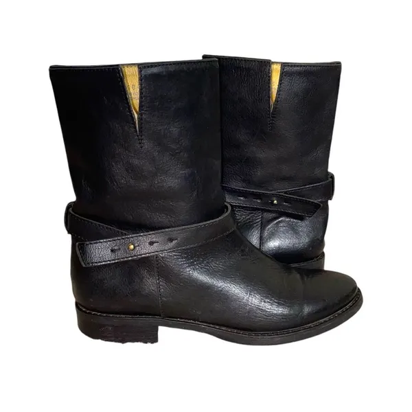 Madewell The Biker Black Leather Slip-On Moto Grunge Biker Ankle Boots Size 7.5 - Image 2