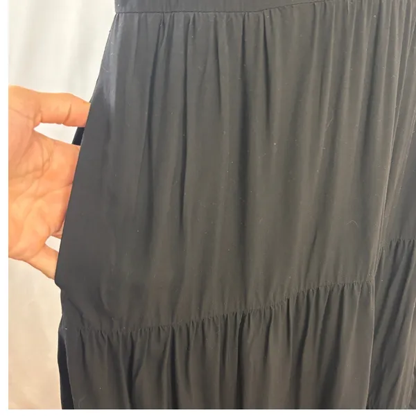 J.Crew‎ Re-Imagined Tiered Maxi Dress Womens S Black Puff Sleeve Pockets Cottage - Image 4