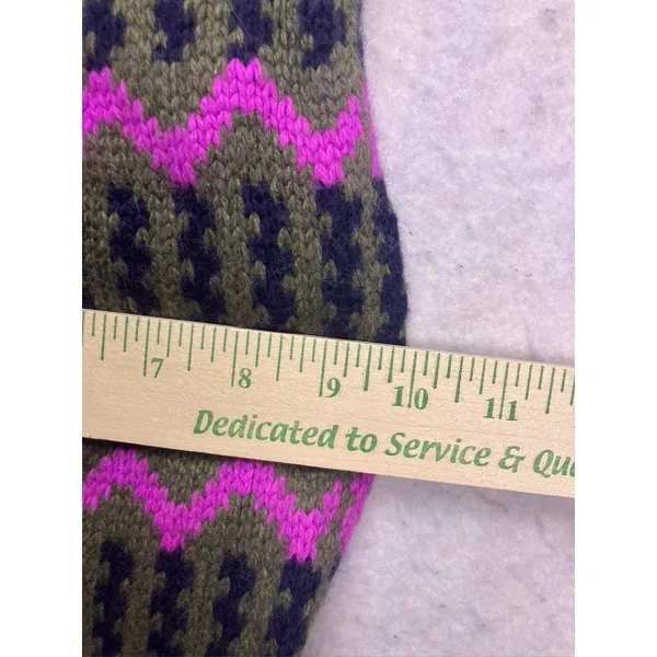 J.Crew‎ Knit Scarf Womens OS Purple Fair Isle Lambs Wool Cashmere Winter - Image 5