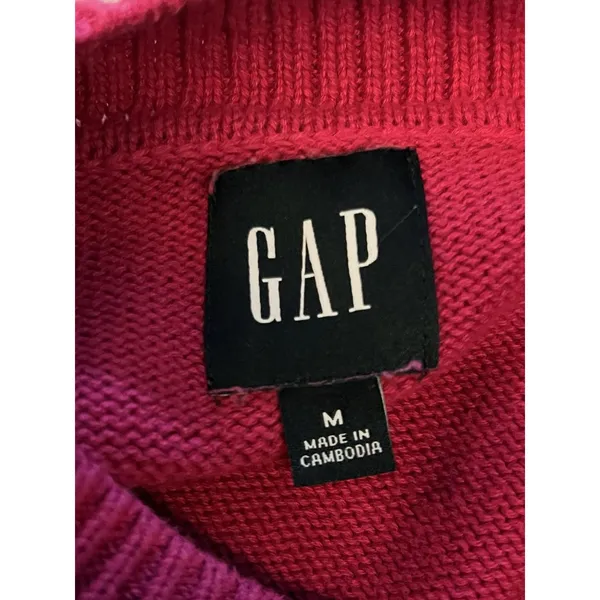 GAP Sweater Womens Medium Pink 100% Cotton Crew Neck Side Slit Knit Pullover - Image 7