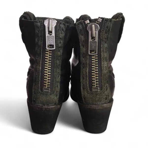 Frye Women Leslie Artisan Black Leather Boho Zip Ankle Boot Size 6.5 - Image 3