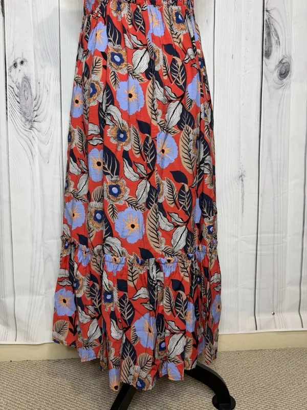 Ee:some Floral Tiered Ruffled Maxi Sundress Size L Smocked Back Sleeveless - Image 9