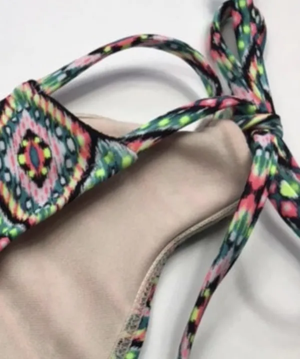 Xhilaration Neon Pink, Teal & Black Aztec Print Bikini Set - Image 8