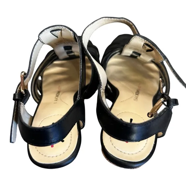Isaac Mizrahi Black Leather Simmer Strappy Wedges size 5.5 - Image 5