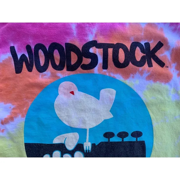 Liquid Blue Woodstock 2016 Tie Dye Short Sleeve Band Tee Shirt Medium - Image 3