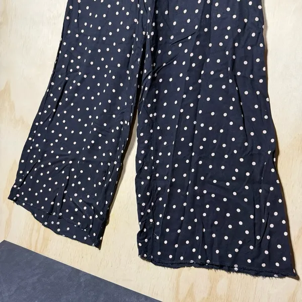 H&M Polka Dot Wide Leg Pants Women's US 6 Black High Rise Flowy Palazzo - Image 2