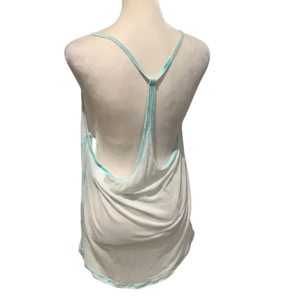 Elegant White Tank Top with Aqua Accents - Image 2