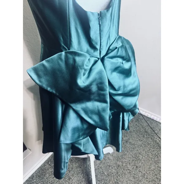 Fifteen Roses Green Satin Formal Dress tulle short full flare skirt prom sz 10 - Image 6