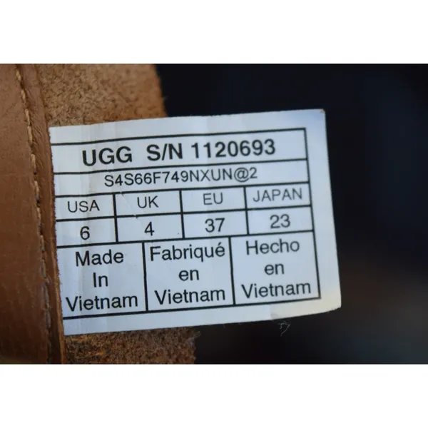 UGG Deconstructed Lace Leather Side Zip Boots Women Brown Good Size 6 Toe Round - Image 15