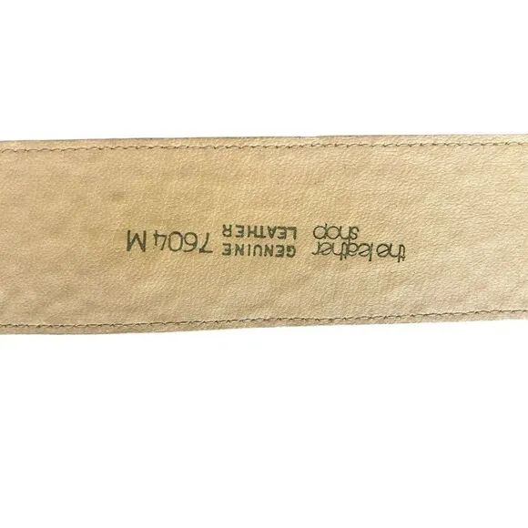 The Leather Shop Women’s M Brass Buckle Wide Belt‎ Embossed Tan Leather Cowgirl - Image 4