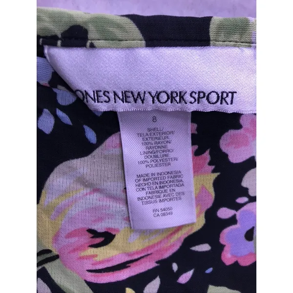 Jones New York Sport Skirt Women 8 Black Floral Rayon Midi Casual - Image 2