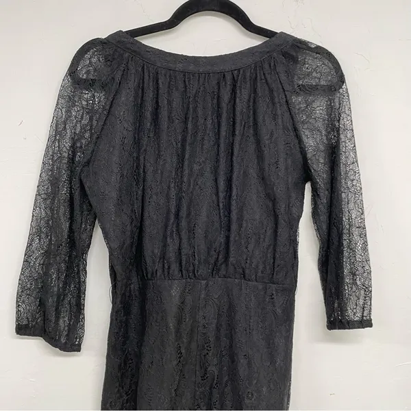 Anthropologie Maeve Vintage Black Lace Mini Dress Womens 4 Whimsigoth Witchy - Image 6