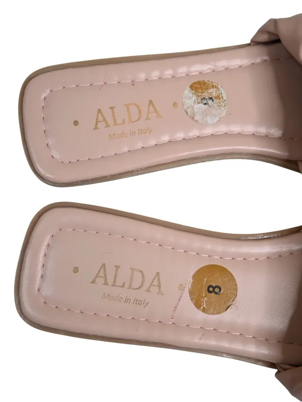 Alda Women's 8 Blush Braided Slide Sandals Made In Italy - Image 7