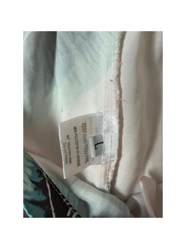 SAPJON L Pink & Green Leaf Print Pajama Set Size L - Image 6