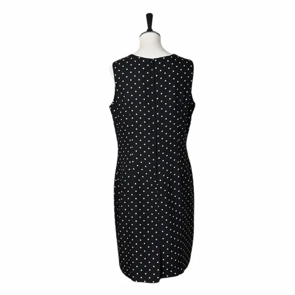 SAG Harbour Y2K Black Polka Dot Sleeveless Sheath Dress Knee Length Size 14 - Image 5
