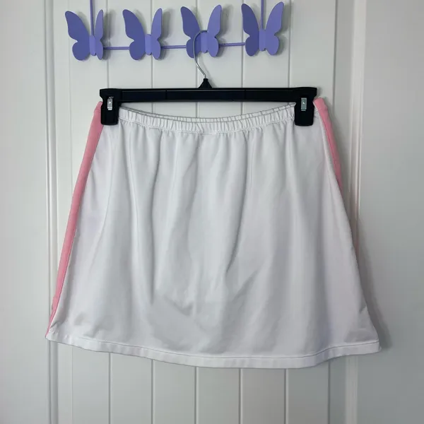 Jockey women’s white pink activewear athletic built in shorts elastic skirt XL‎ - Image 4