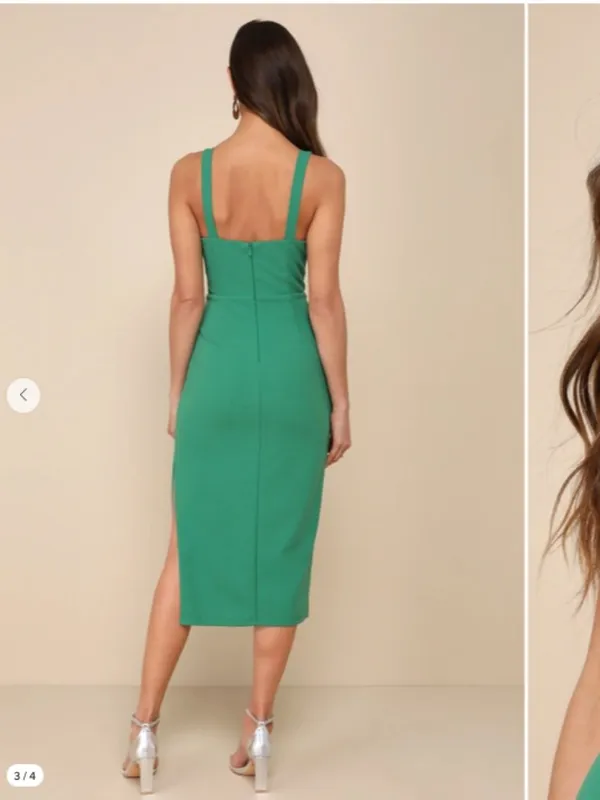 LULU's Wedding Sexy Date Night Cocktail Classy Bodycon Midi Dress NWOT - Image 3