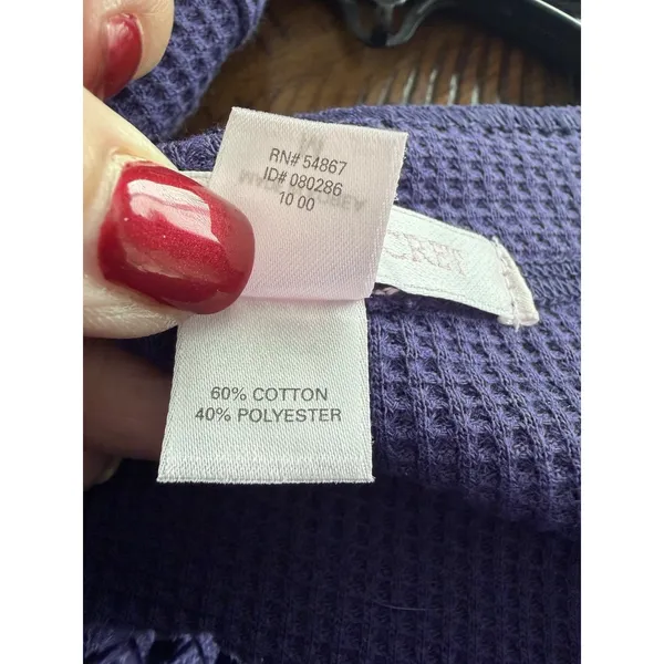 Victoria's Secret Waffle Knit Pajama Set Flannel Medium Purple Cozy New #FFF8-4 - Image 3