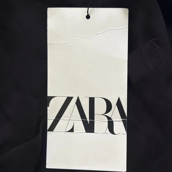 Zara Womens Black Sleeveless‎ Button Down Mesh Trim Pocket Shirt Medium NEW - Image 5
