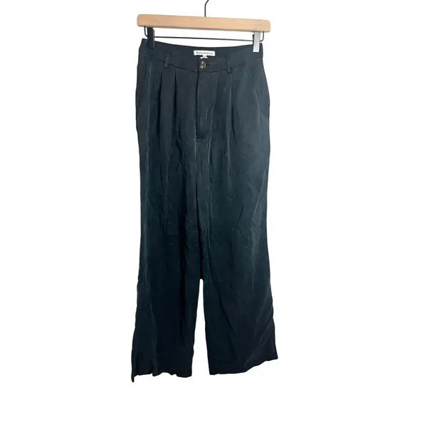 Reformation Mason Pant Black High Waisted Wide Leg Pleated Trousers 4P - Image 4