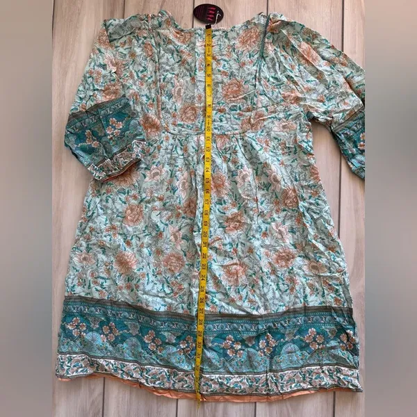 Bluetime Floral Boho Dress Blue Medium NWT - Image 6