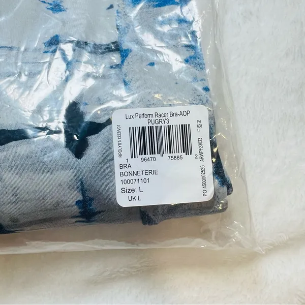 Reebok Lux Perform Printed Racer Bra - Pure Grey - Large - NWT - Image 5