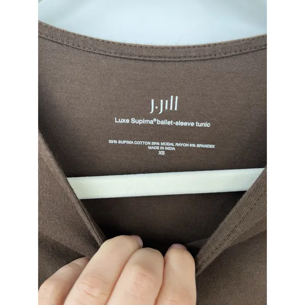 Women's Top J Jill Luxe Supima Ballet Sleeve Tunic XS Espresso Brown Chocolate - Image 4