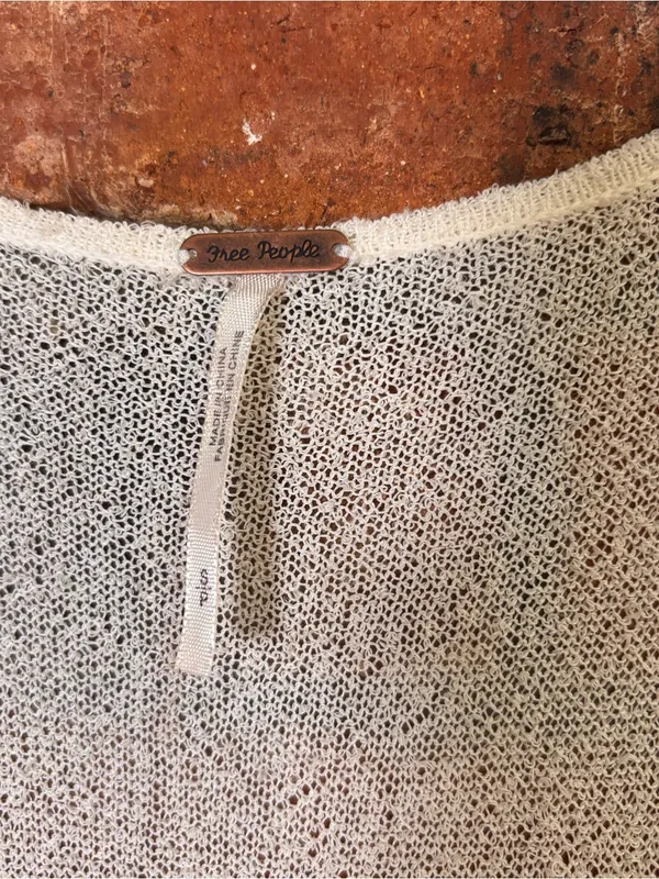 Free people womens sleeveless knit sweater tunic beach cover-up cream S - Image 2