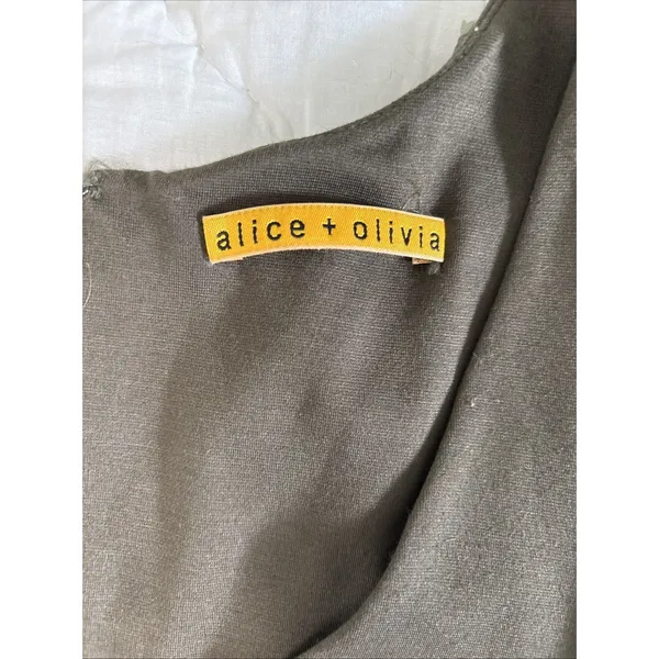 Alice + Olivia Sahara Multi-color‎ Striped Mini Dress Olive Green Small - Image 4