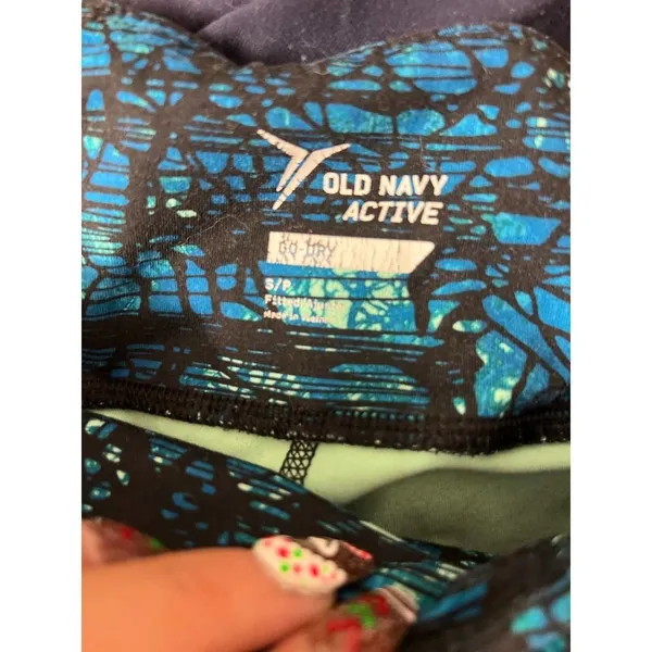 Old Navy Active Go-Dry Cropped Compression Leggings Womens Small Blue Mosaic - Image 4