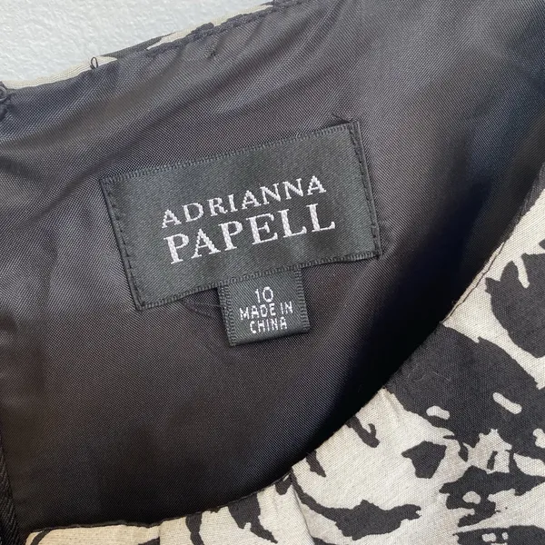 Adrianna‎ Papell Black Ivory Floral Fit & Flare Dress Size 10 - Image 4