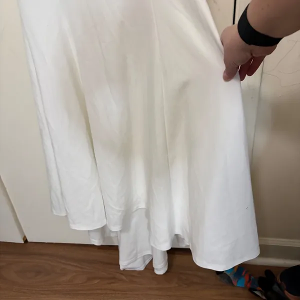 Lulus‎ White Square Neck Fishtail Gown Maxi Dress Adjustable Straps Size L - Image 3